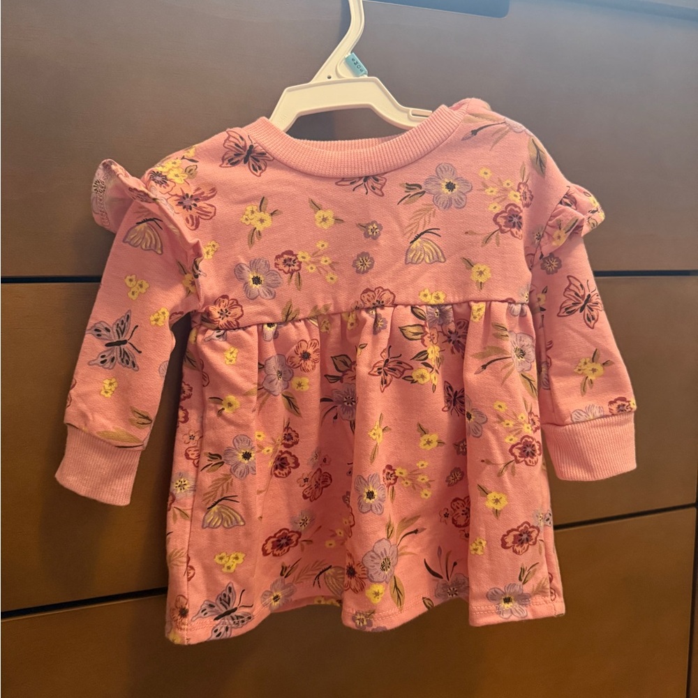 btween Pink and Yellow Floral Blouse with Ruffled Sleeves